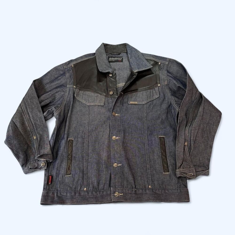 Vintage Davoucci Jeans Men's Denim And Leather Jacket Size XXL
